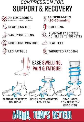 Miniatura 3 de Doctors Choice Calcetines de compresión de baja pantorrilla calcetines de fascitis plantar tendinitis de Aquiles y calcetines de soporte de arco
