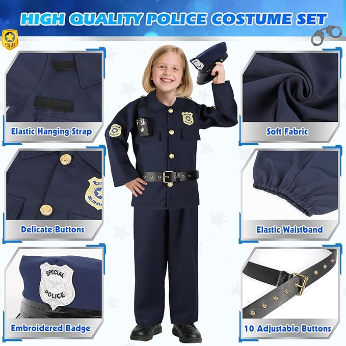 Disfraz de Policía para Niños IVENRXIU, Juego de Roles miniatura 3