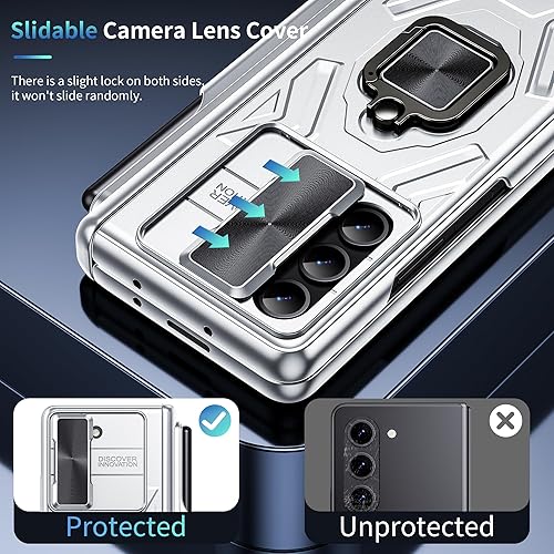 Miniatura 4 de WSKEN Funda para Samsung Galaxy Z Fold 5 con soporte para S Pen protección de bisagra cubierta de cámara deslizante soporte magnético de anillo de