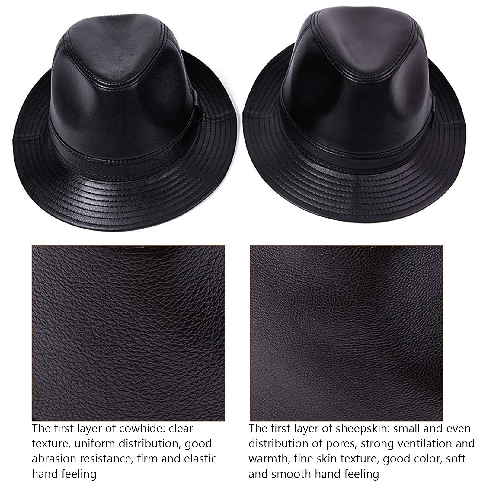 Sombreros de invierno, Hombres Cuero Fedora Panamá Jazz Cap Fiesta Bowler Casual Gentleman Sombreros