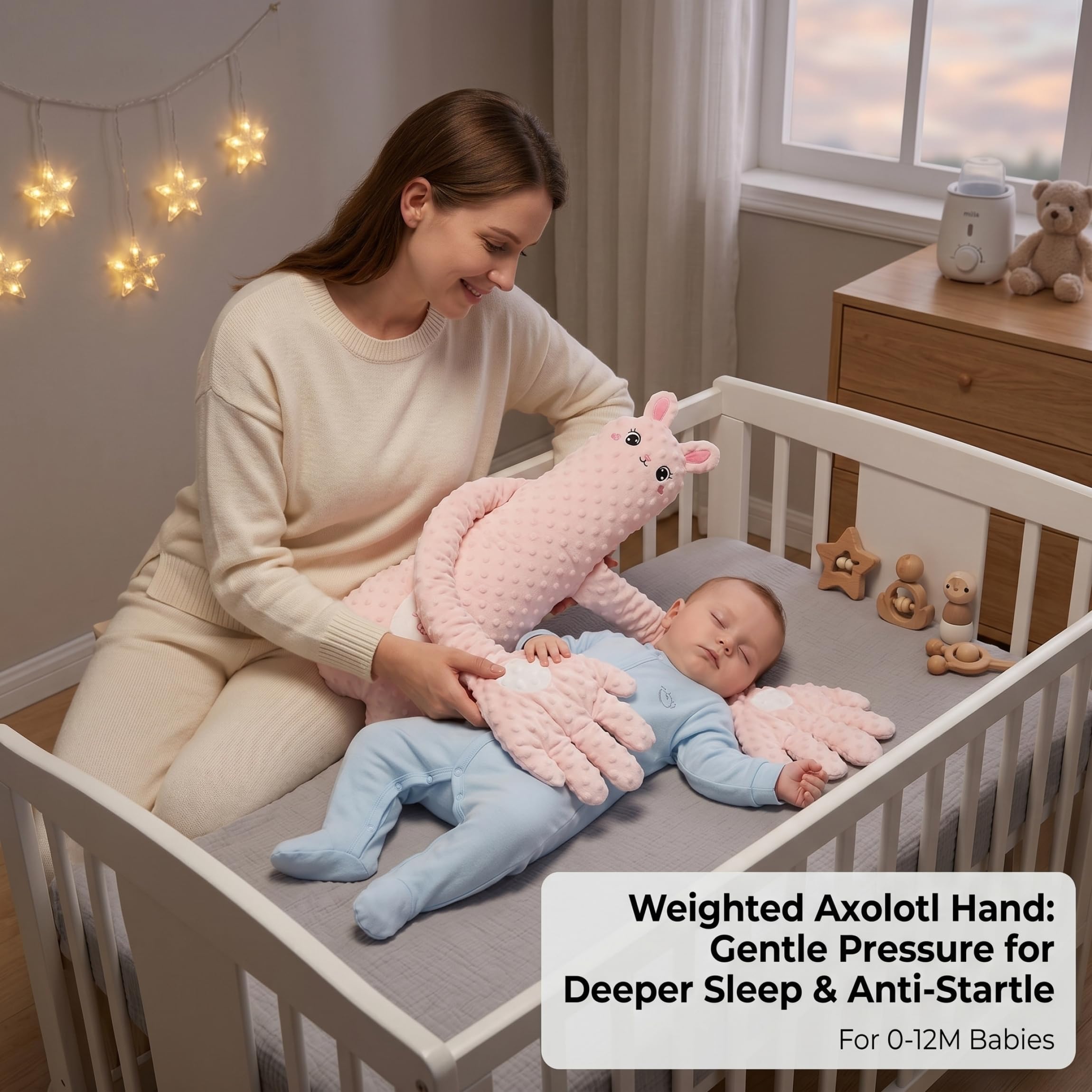 Bebé calmante acariciando la mano: mamá abrazo simulación acariciando al bebé para dormir con una almohada inteligente de felpa extraíble de doble relleno para dormir