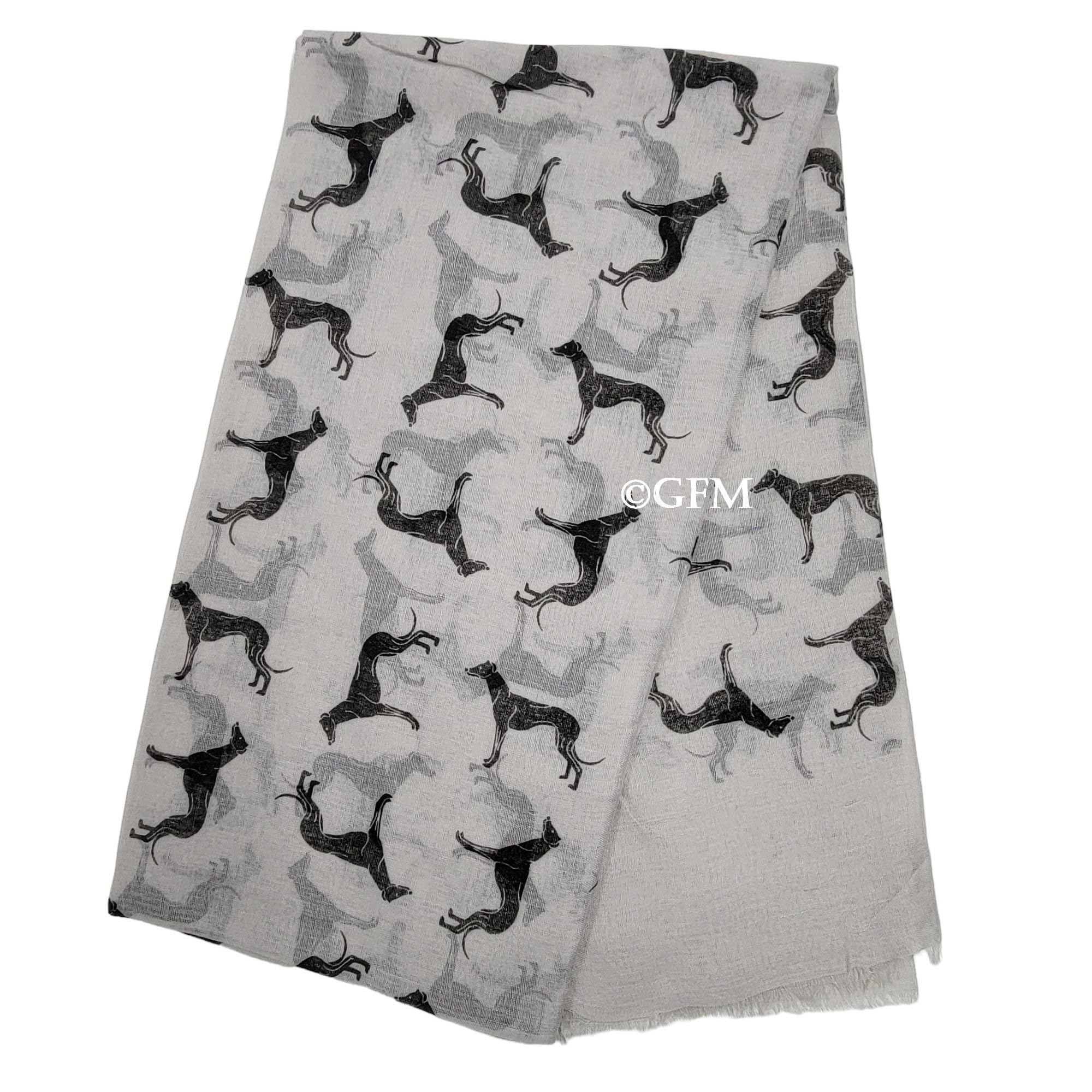 GFM® Women's Greyhound Dogs Print Scarf, Lightweight Spring Summer Ladies Shawl Wrap, Soft Viscose - Image 2