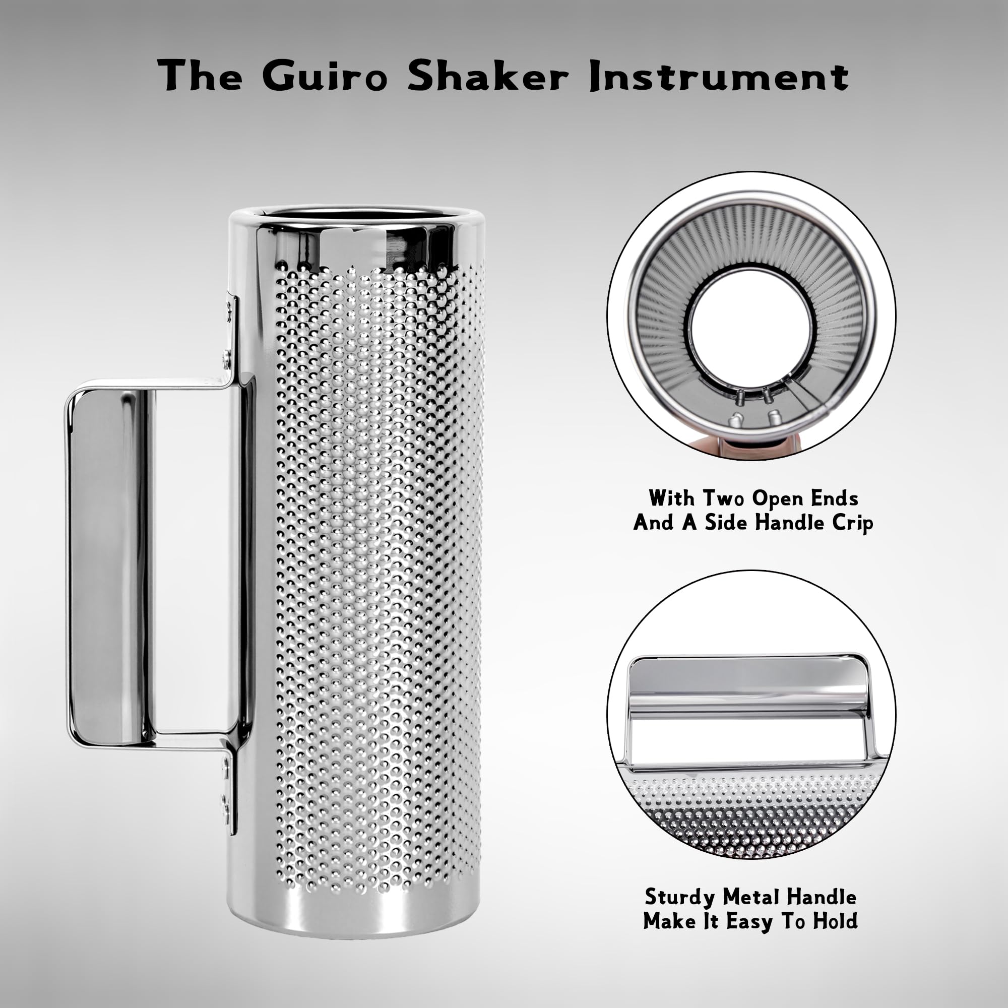 YAYUZEST Guiro Shaker Edelstahl Percussion Guiro Musikinstrumente mit Schaber (15,2 x 30,5 cm)