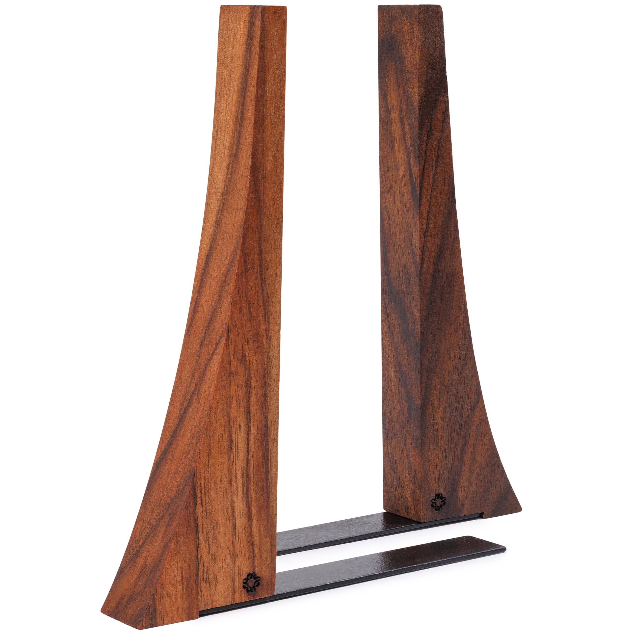 Tilisma Walnut Bookends For Shelves | Wooden Book Ends For Shelves | Sturdy Book Holders, Stoppers With Metal Base For Bookshelves | Slick Decorative Bookends Stands Firmly On Bookshelf (Pair)