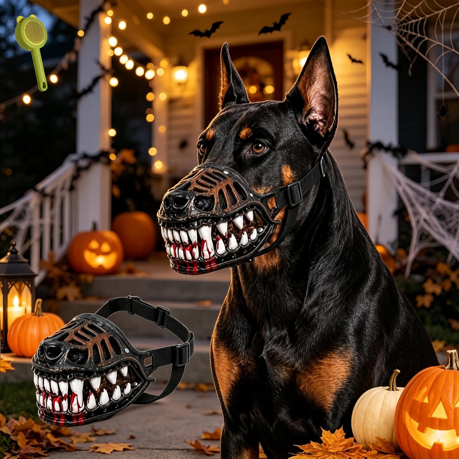 Scary Dog Muzzle with,Costume Muzzle with Adjustable Straps Perfect for Dogs Scary Dog Mask for Halloween Party Cosplay Beast‑Terror Pet Mask for Photo Shoots (XL, A)
