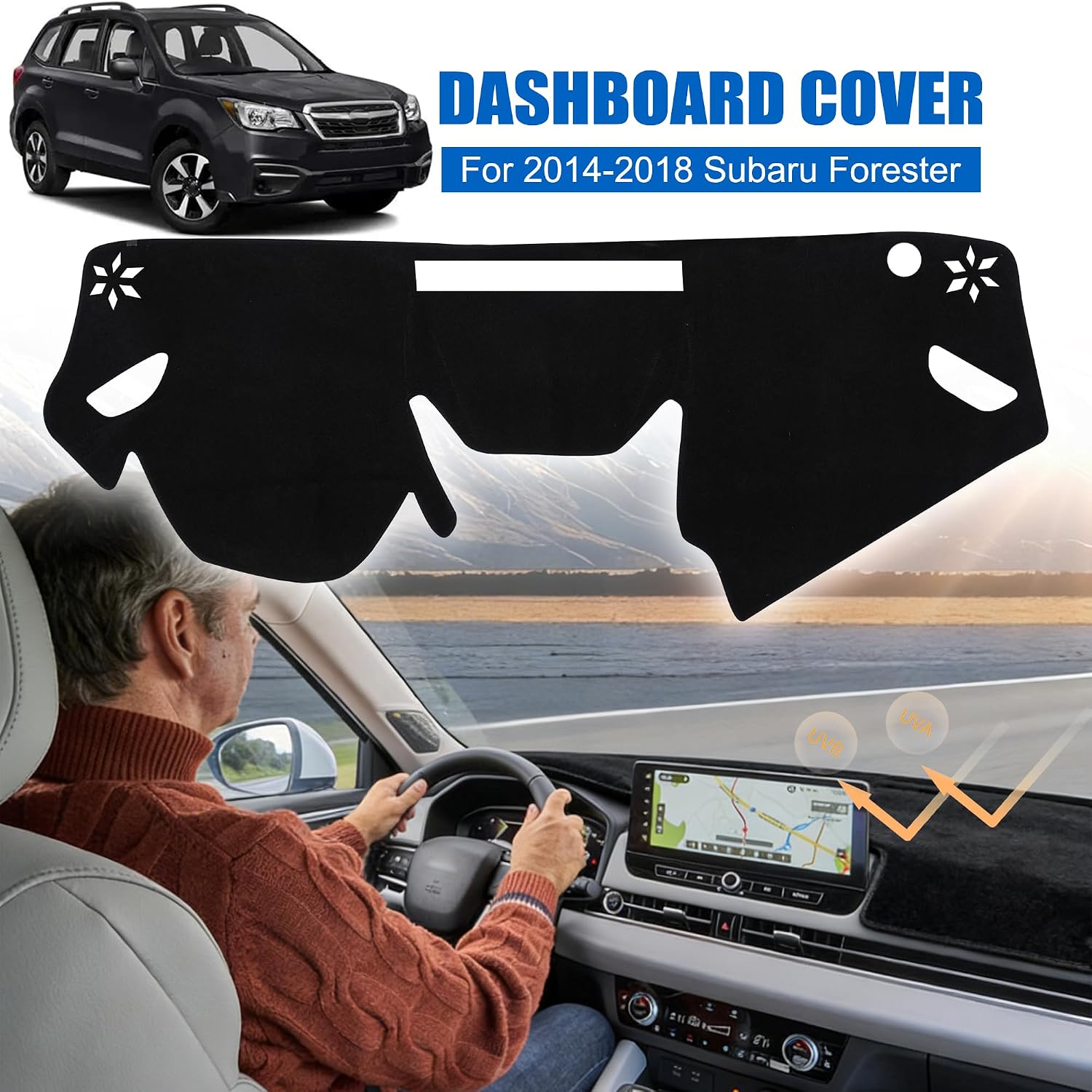 YYCKE Dash Cover Mat Custom Fit for SU-BA-RU Forester 2014 2015 2016 2017 2018 Accessories Dashboard Pad Carpet Protector