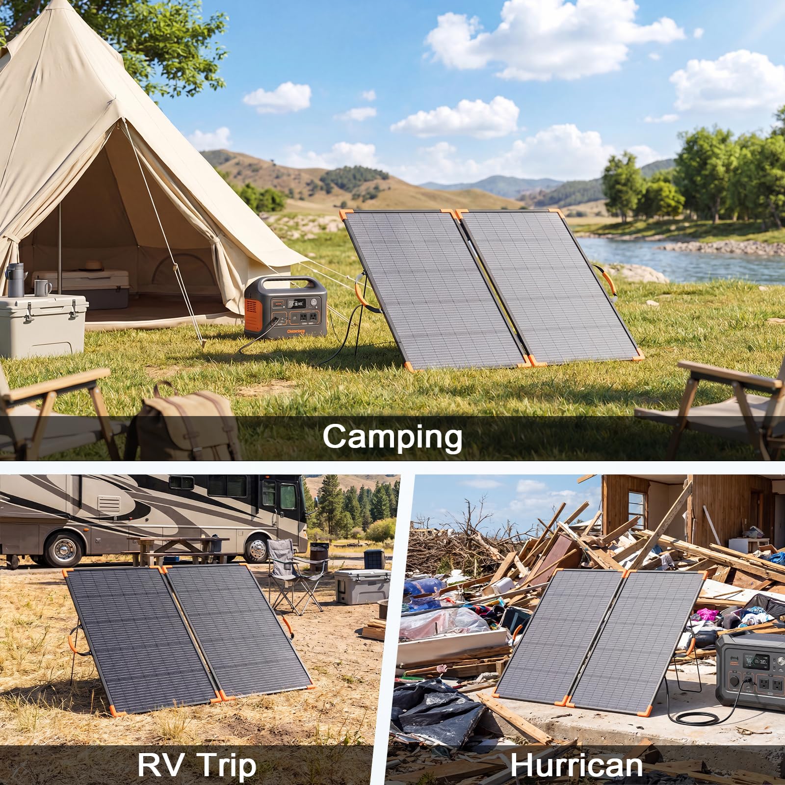 Pannello solare portatile da 220 W, 24 V, caricatore solare pieghevole bifacciale | Pannello solare leggero per impianti elettrici, impermeabile IP68, per campeggio, camper