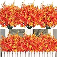 Vista 27 de RECUTMS - 8 ramas de flores artificiales, eucalipto artificial realistas, resiste rayos ultravioleta, para jardín, patio, boda, oficina y casa