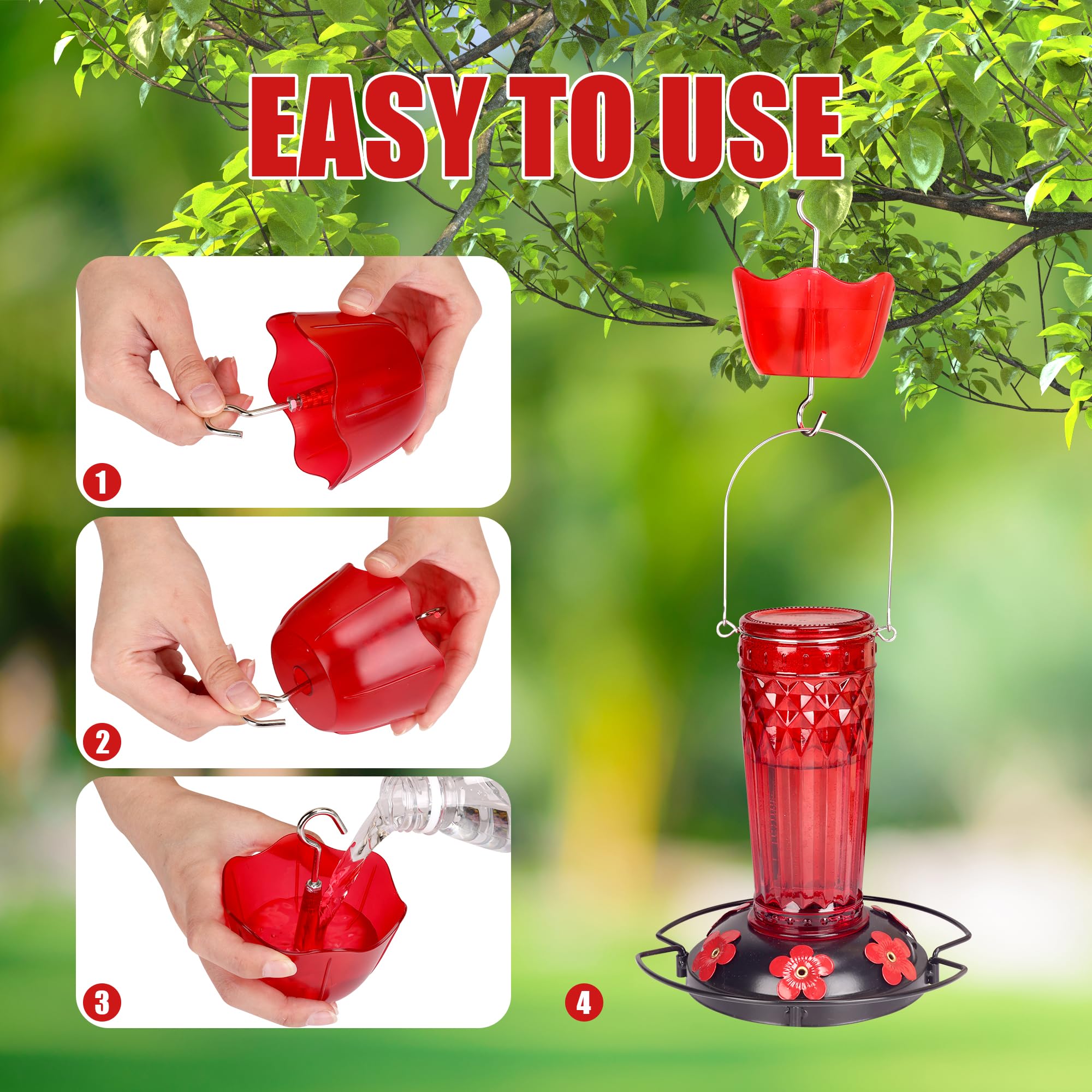 5oz Ant Trap 4-Pack Ant Moats For Hummingbird Feeders - 5oz Red ...