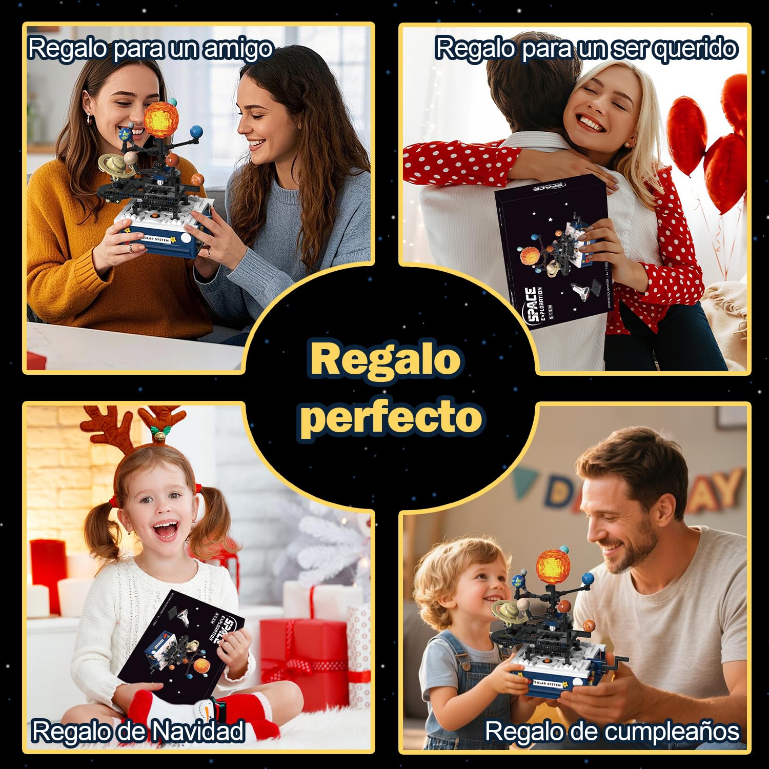 Technic Sistema Solar Modelo Juguete de Construcción con Luz – 775 Piezas Sistema Solar Giratorio Modelo 8 Planetas y Cohete, Bloques de sujeción Regalos para 6 7 8 10 12+ años Niños Niñas Adultos