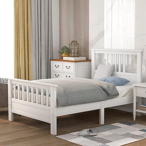 Miniatura 10 de SOFTSEA Marco de cama matrimonial y cabecero de madera con tabla de pie para niños y niñas