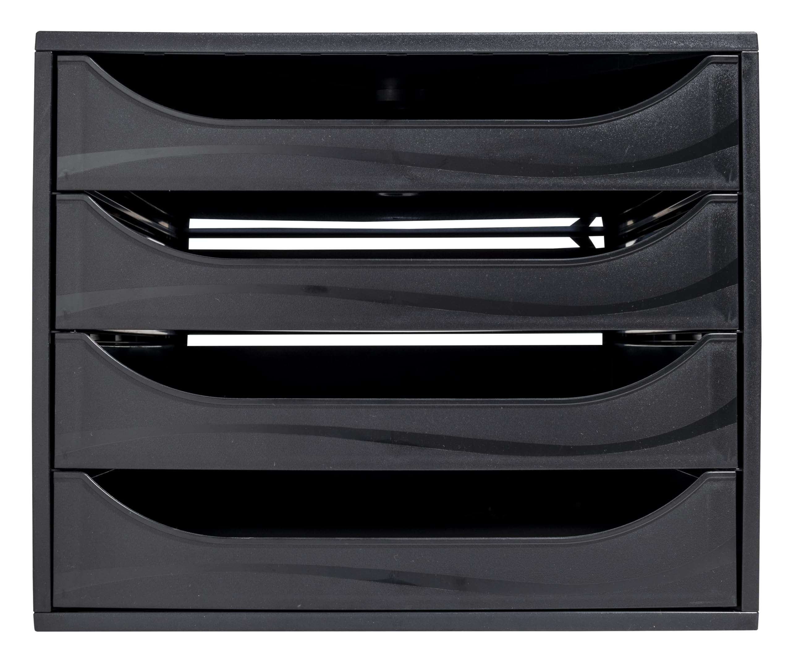 Exacompta - Ref 228014D - EcoBox Drawer Set - 248 x 284 x 234mm in Size, 4 Drawers, Suitable for A4+ Documents, Stackable, Safety Stop Feature - EcoBlack