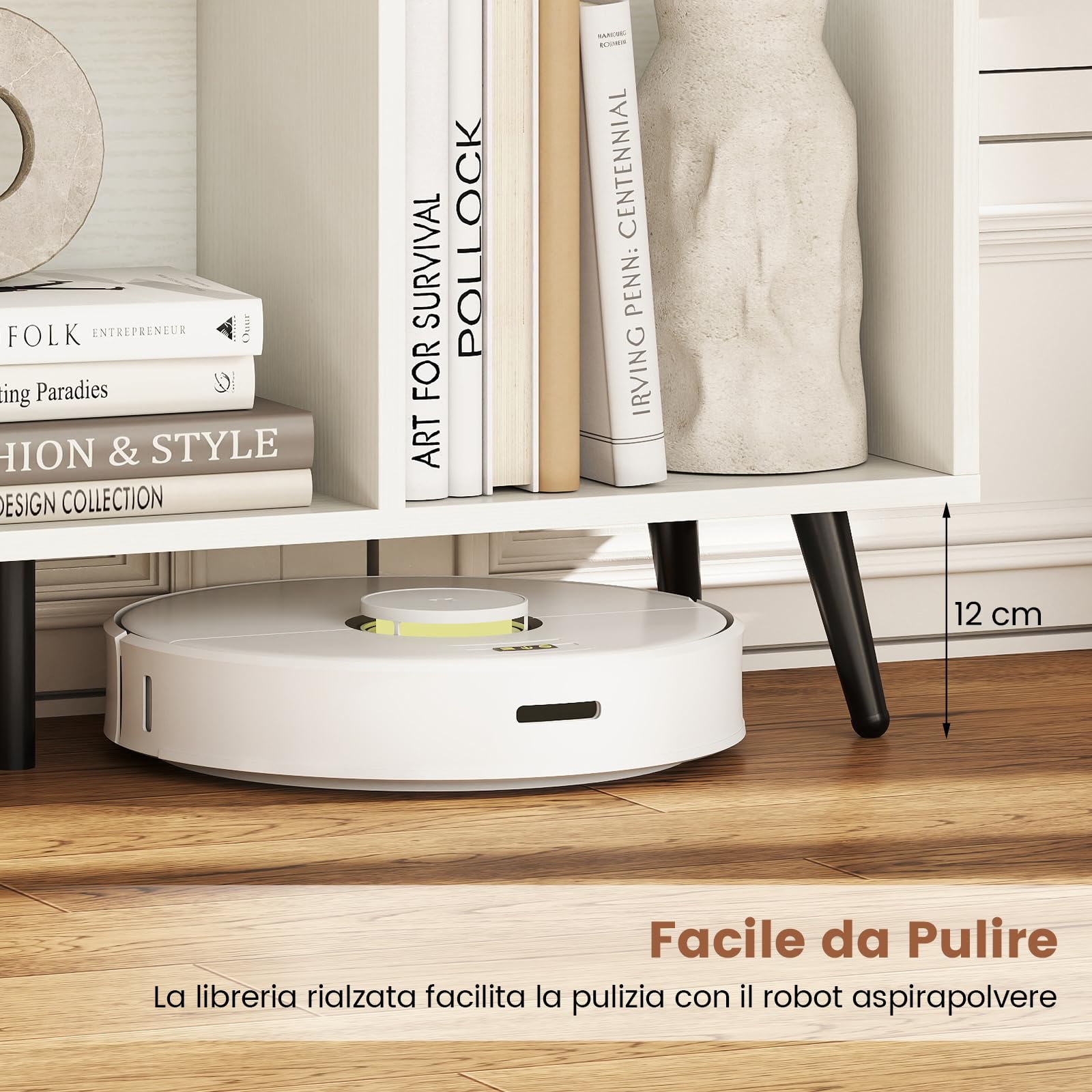 RELAX4LIFE Libreria Scaffale con 7/8/10 Scomparti, Design a Cubi, Libreria Moderno con 5 Gambe di Metallo, Mobile Salvaspazio Multiuso per Studio, Camera da Letto, Cucina, Ufficio (100cm)