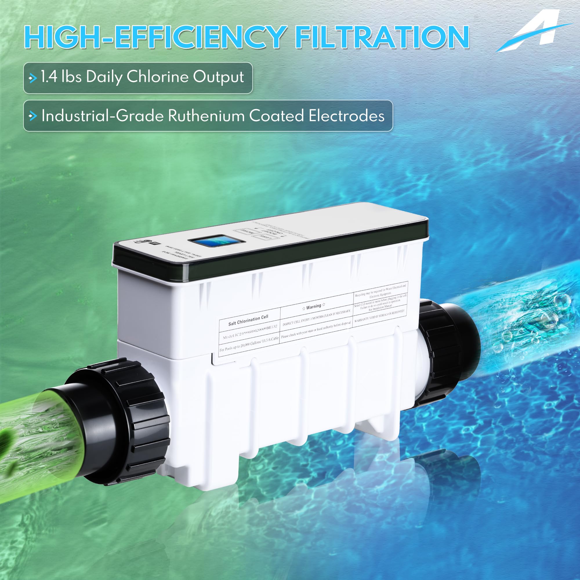 Condition photo showing Good Condition for ec-520555 salt cell replacement, compatible with pentair intellichlor ic40, for swimming pools up to 40,000 gallons