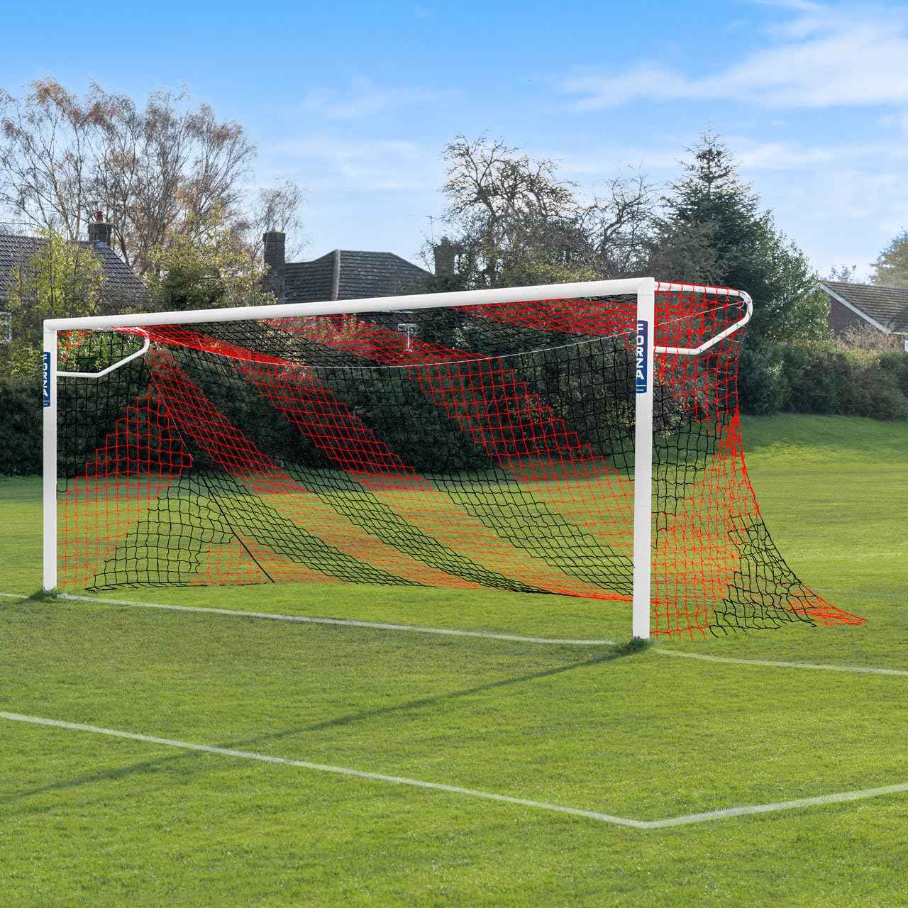 Filet de But Rayé/Deux Couleurs pour Buts de Football de 7,3m x 2,4m (Variété de Couleurs) | Filet de Cage de Football | Filet de But de Foot Ultra Résistant