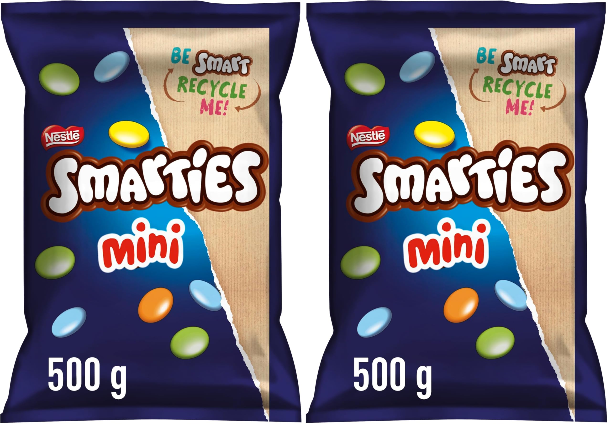 SMARTIES Mini Mix-in, kleine knusprige Pastillen mit dem Geschmack von Milchschokolade, 2er Pack (1 x 500g)