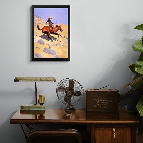 Miniatura 4 de Lost Cabin The Cowboy de Frederic Remington Imprimir marco plano negro Reproducción de pintura de obras de arte finas Póster enmarcado para