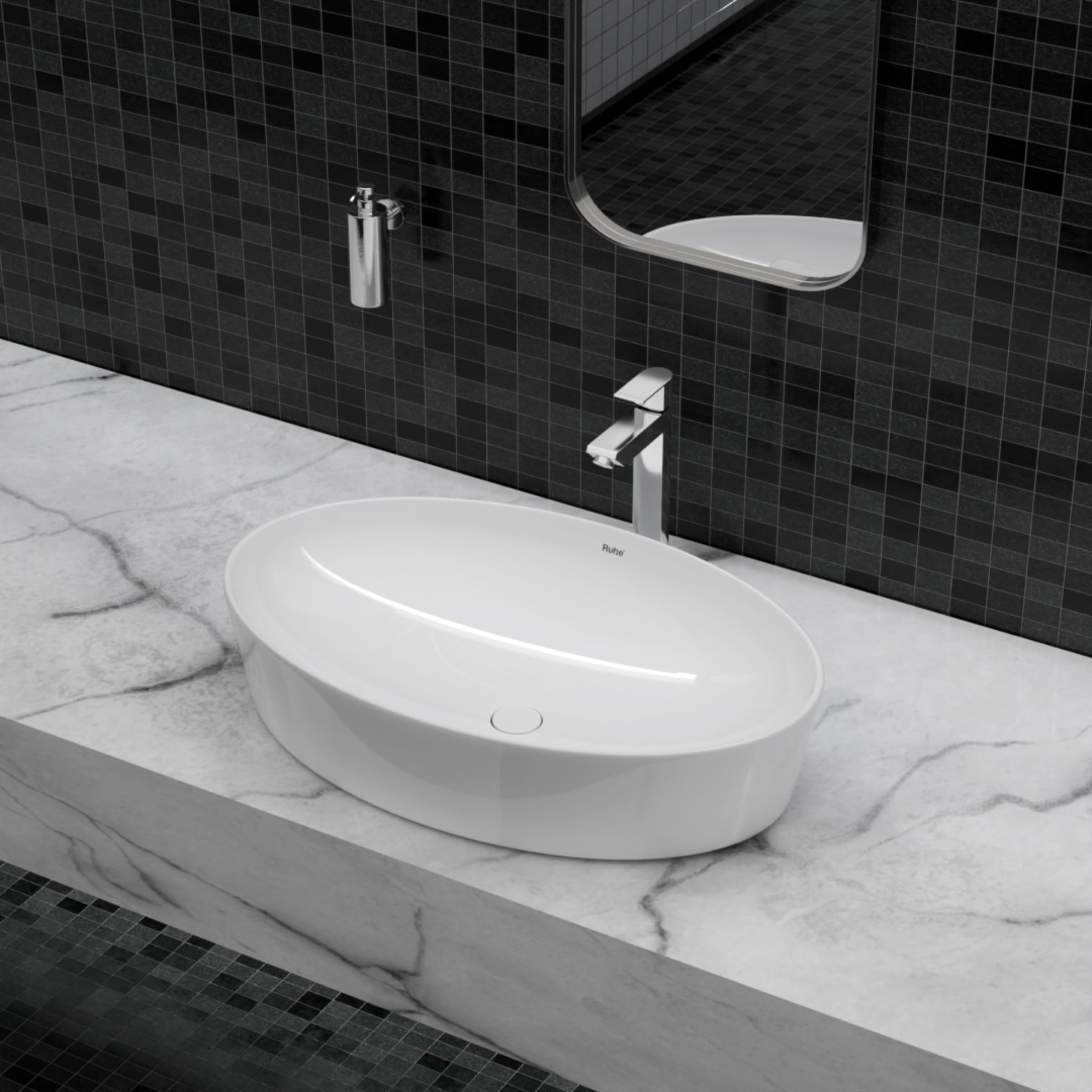 Ruhe Blaze Ceramic Wash Basin - White -8