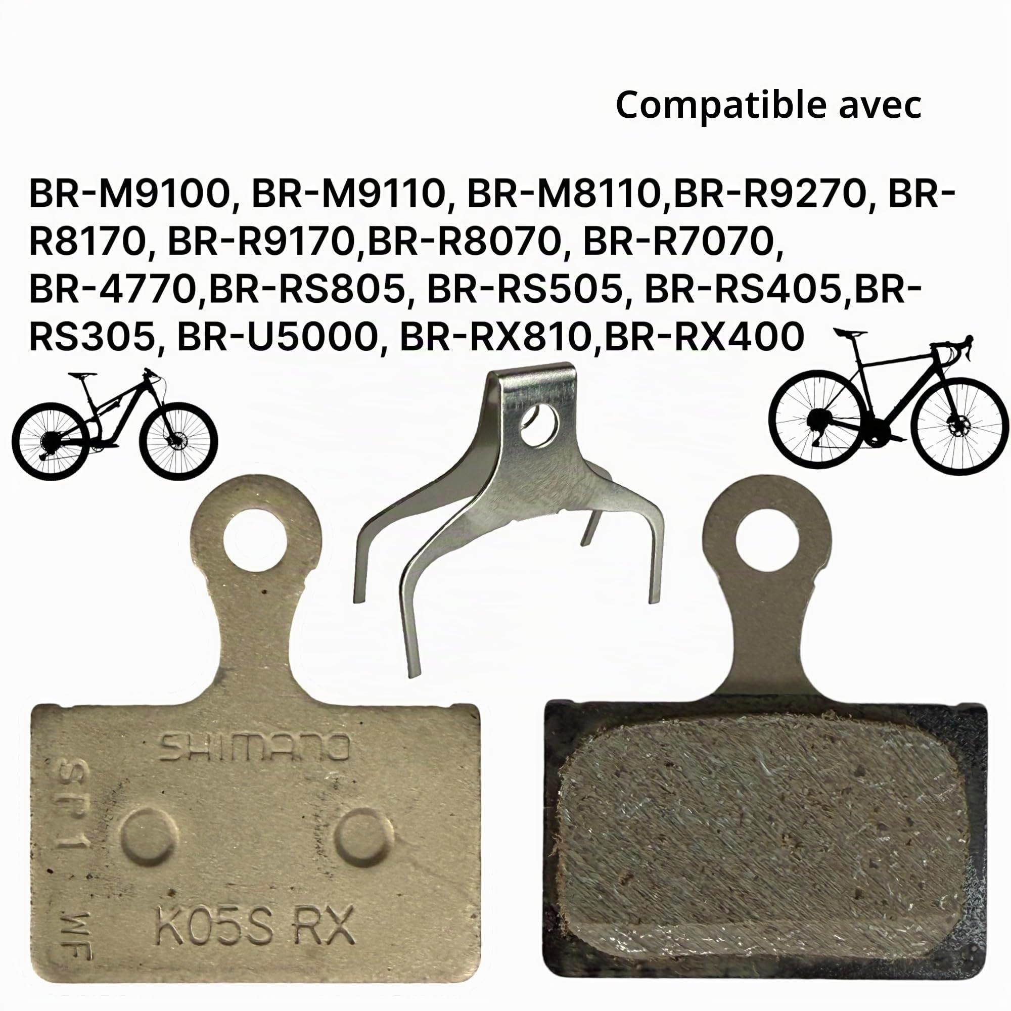 F26 BP-K05S-RX Lot de 2 paires de plaquettes de frein à disque en résine d'origine compatibles avec Shimano (K03S) Pour vélo VTT Ebike XT SLX XTR Road Gravel 105 Ultegra Dura Ace GRX Disc