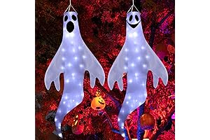 CCINEE Halloween Ghost Windsock with Lights, 47 Inch Glow