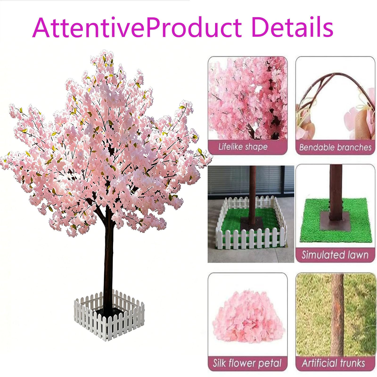 KüNstliche KirschblüTenbäUme Wunschbaum Innendekoration Handgefertigt KüNstlicher Baum Mit NatüRlichem Holzstamm Und Lebensechten Blumen FüR Zuhause BüRo Party,003,250 * 250cm/98.4 * 98.4in
