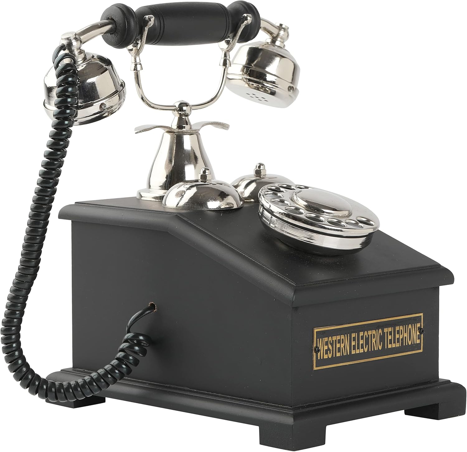 Brass Telephone Table Top Retro Decorative Gift Rotary Dial Telephone Gift Home Decoration Gift (Black)