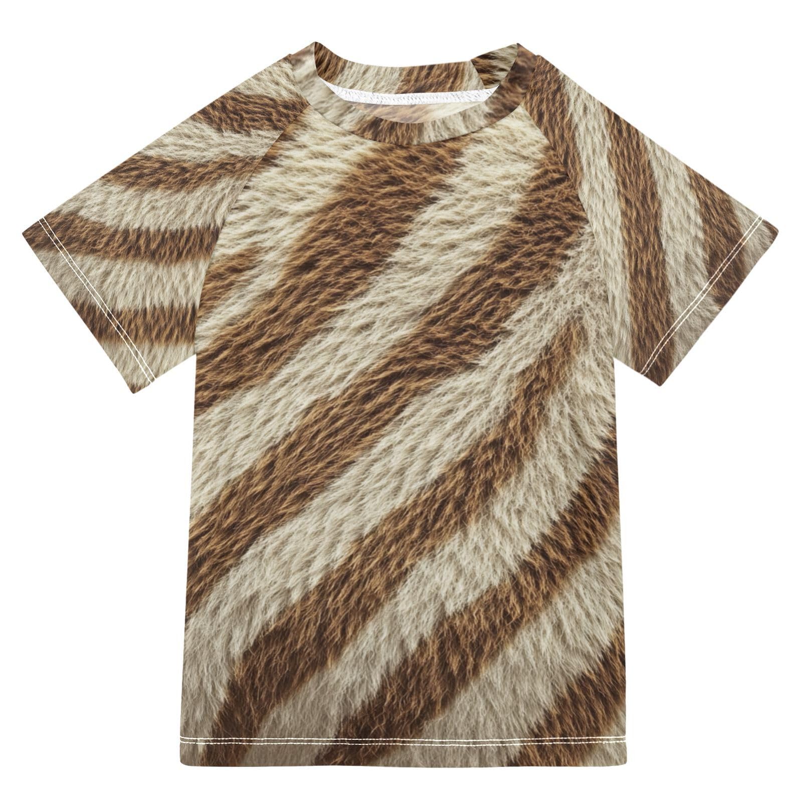 Kids Bathing Suits Boys Short Sleeve Rash Guard for Girls 11T Lion Skin Texture