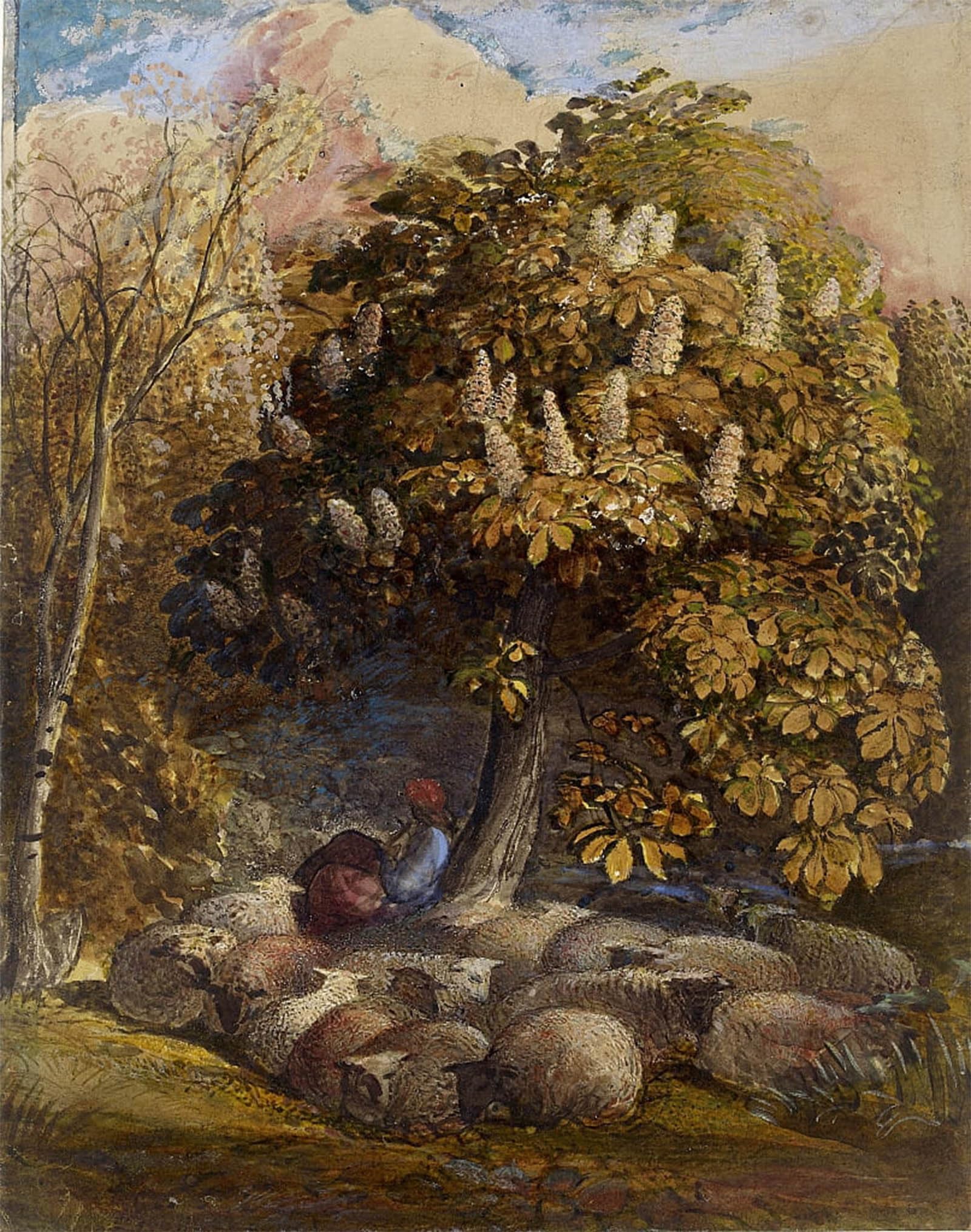 ARTXLXXBN Famous Prints Artwork Pictures Poster Painting Art Pastoral with a Horse Chestnut Tree by Famous Painter Artwork Landscape Pictures for Home Decor 60x90cm