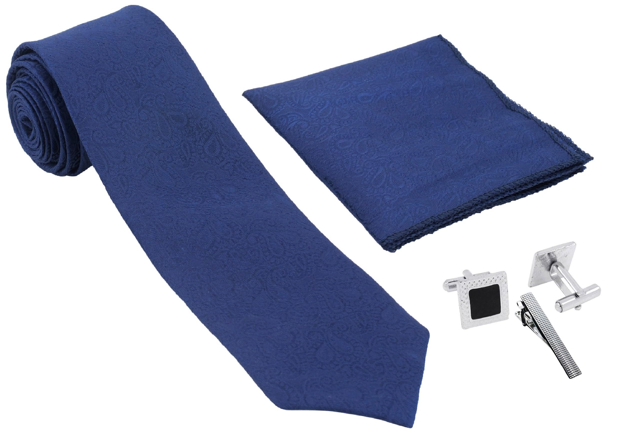 fashmade “where fashion is made” FashMade Premium Italian Silk Tie, Pocket Square with Square Brass Cufflinks & Silver Honeycomb Tie Pin Combo in Leather Gift Box for Men – Formal & Wedding Set tp-2-picture-39