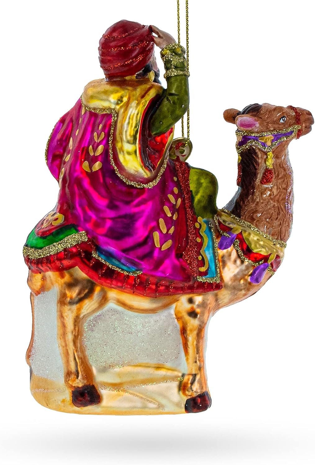 Majestic Wiseman Riding a Camel Glass Christmas Ornament - Image 7