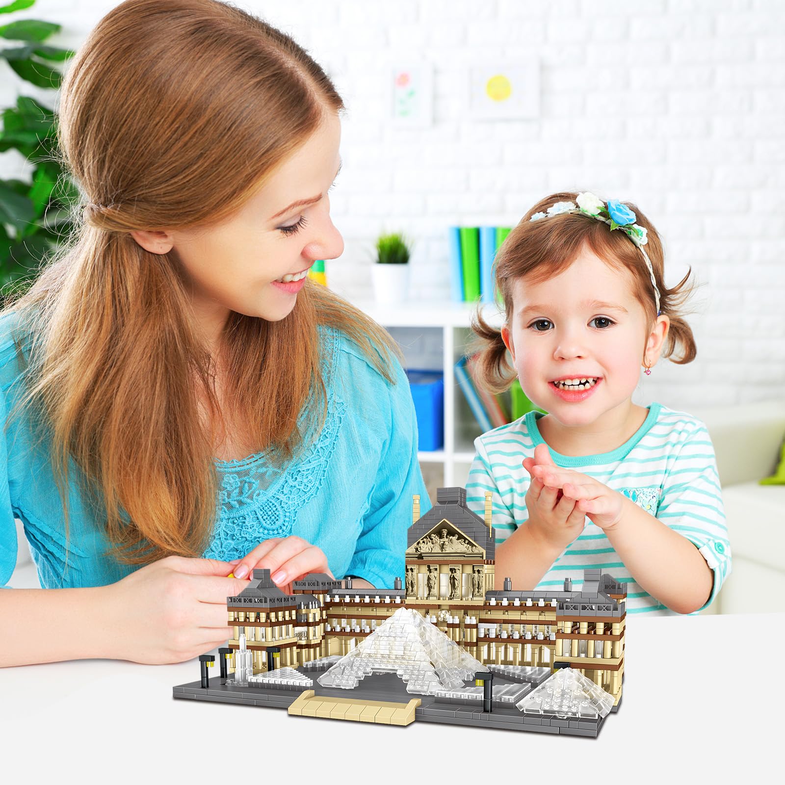 Paris Louvre Museum Model Building Blocks Set Micro Bricks World Famous Architecture Educational Toys for Kids Adults 3377 Piece Birthday