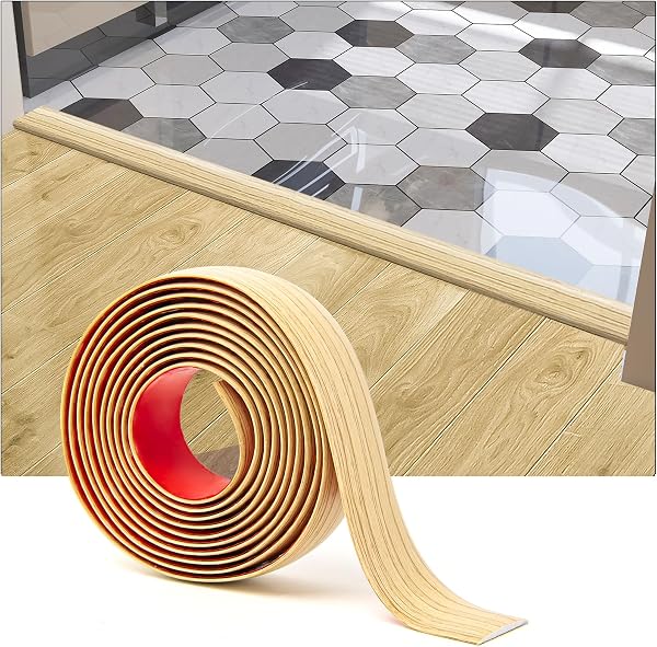 Art3d Self Adhesive Vinyl Floor Transition Strip, Laminate Floor Strip Floor Flat Divider Strip for Joining Floor Gaps,