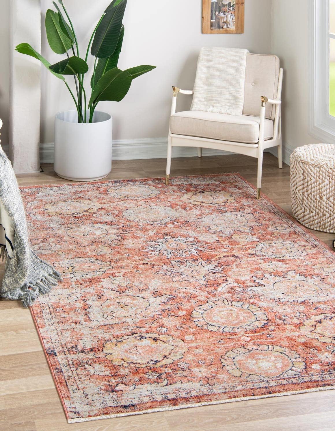 Unique Loom Lola Collection Area Rug - Classic (7' 1" x 10' 2" Rectangle, Brick Red/Beige)