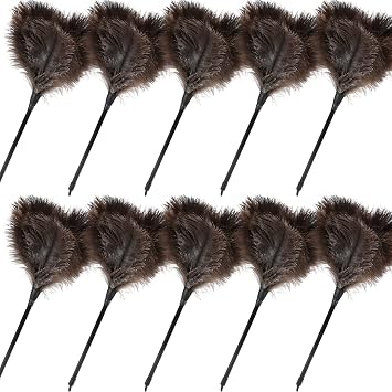 Ostrich Feather Duster-14.9 Inch Mini Natural Feathers Dusters with Plastic Handle Reusable Handheld for Cleaning Supplies Home Car Office10pcs