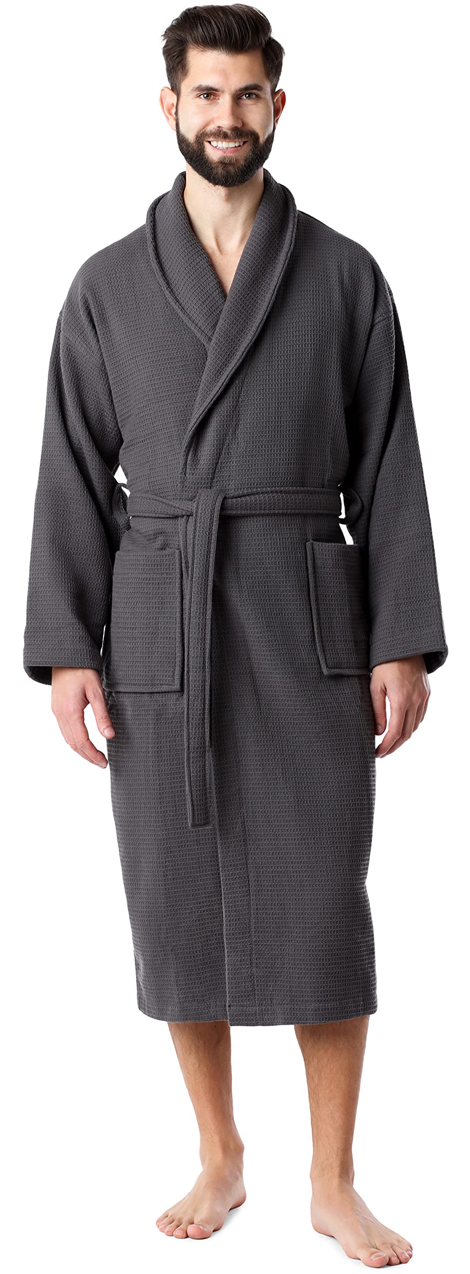 Ladeheid Herren Frottee Bademantel aus 100% Baumwolle Waffelpiqué LA40-226
