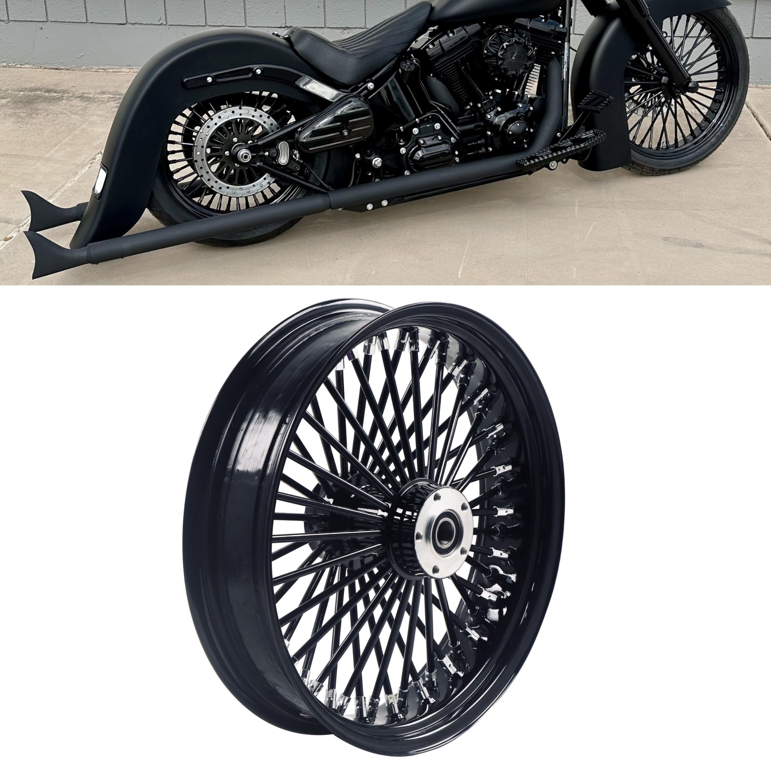 Photo 1 of FatFlex 18"x4.25" Black Fat Spoke Rear Wheel for Harley