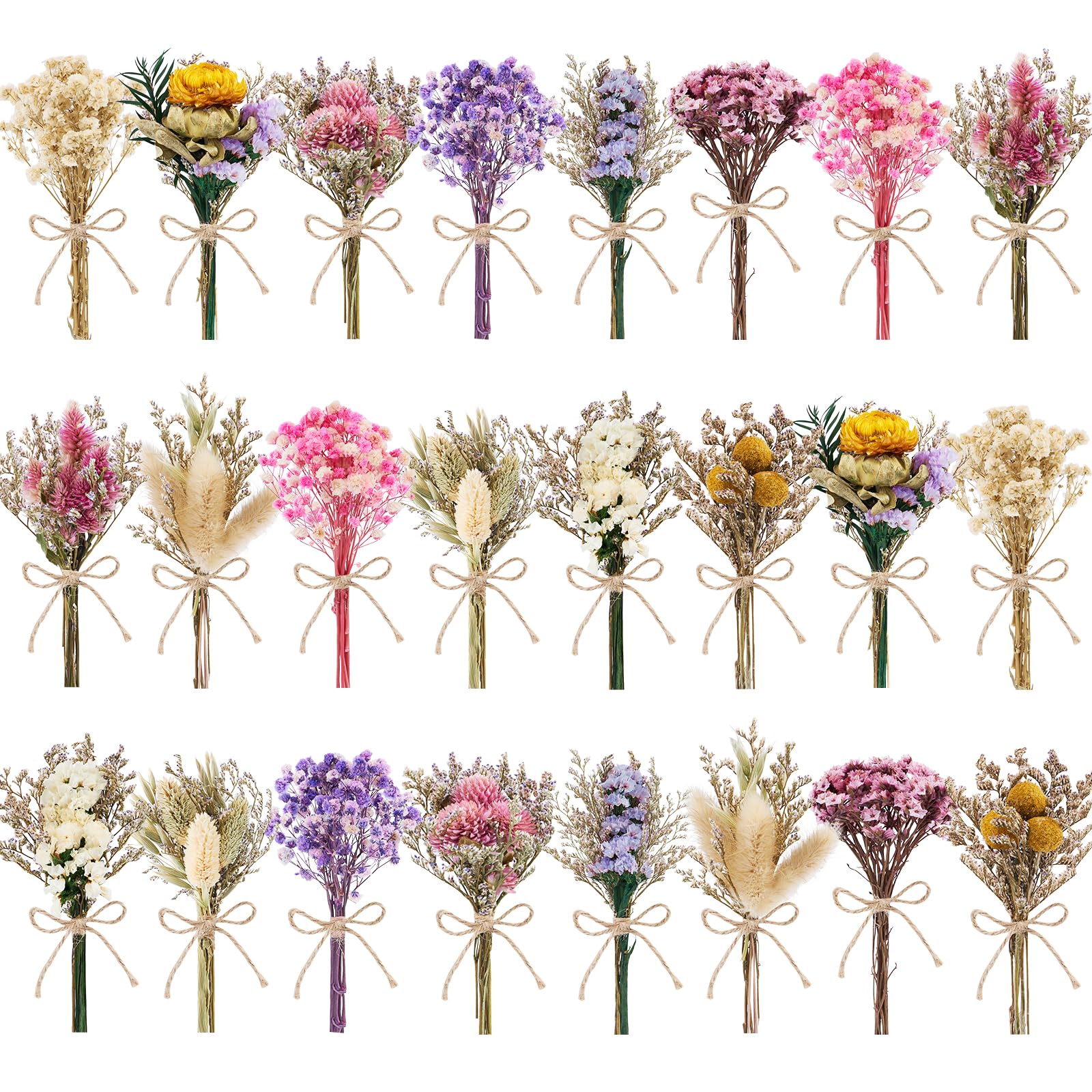 LawnIdyll 12/24 PCS Charming Dried Flowers Bouquet