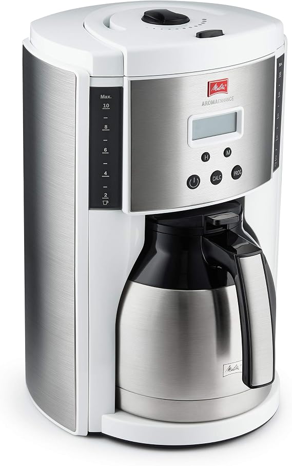 Melitta Aroma Enhance - Cafetera de goteo con jarra de acero inoxidable de  doble pared, capacidad de 10 tazas, incluye 5 filtros de café Melitta #4  (blanco) : Hogar y Cocina - Amazon.com
