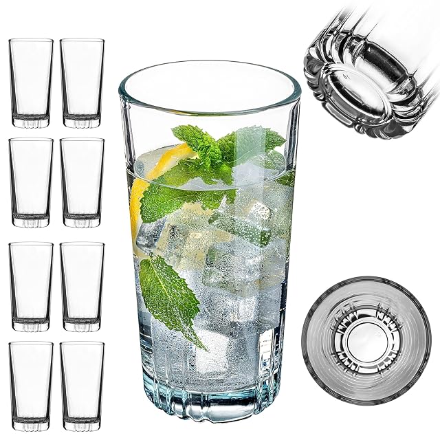 KADAX Szklanki do picia, zestaw 8 szklanek do whisky, wytrzymałe szklanki do wody, soku, uniwersalne szklanki kryształowe, szklanki do wody, drinków, na imprezę (344 ml, Leni 6 sztuk)