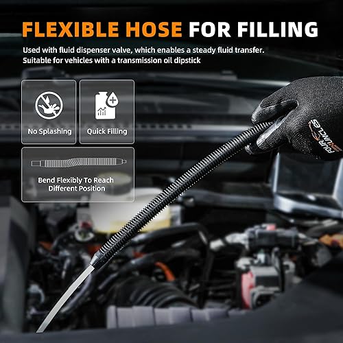 Miniatura 5 de FOUR UNCLES Bomba de fluido de transmisión de 3L - Bomba manual de transferencia de fluidos con 12 adaptadores ATF para uso automotriz, kit de bomba