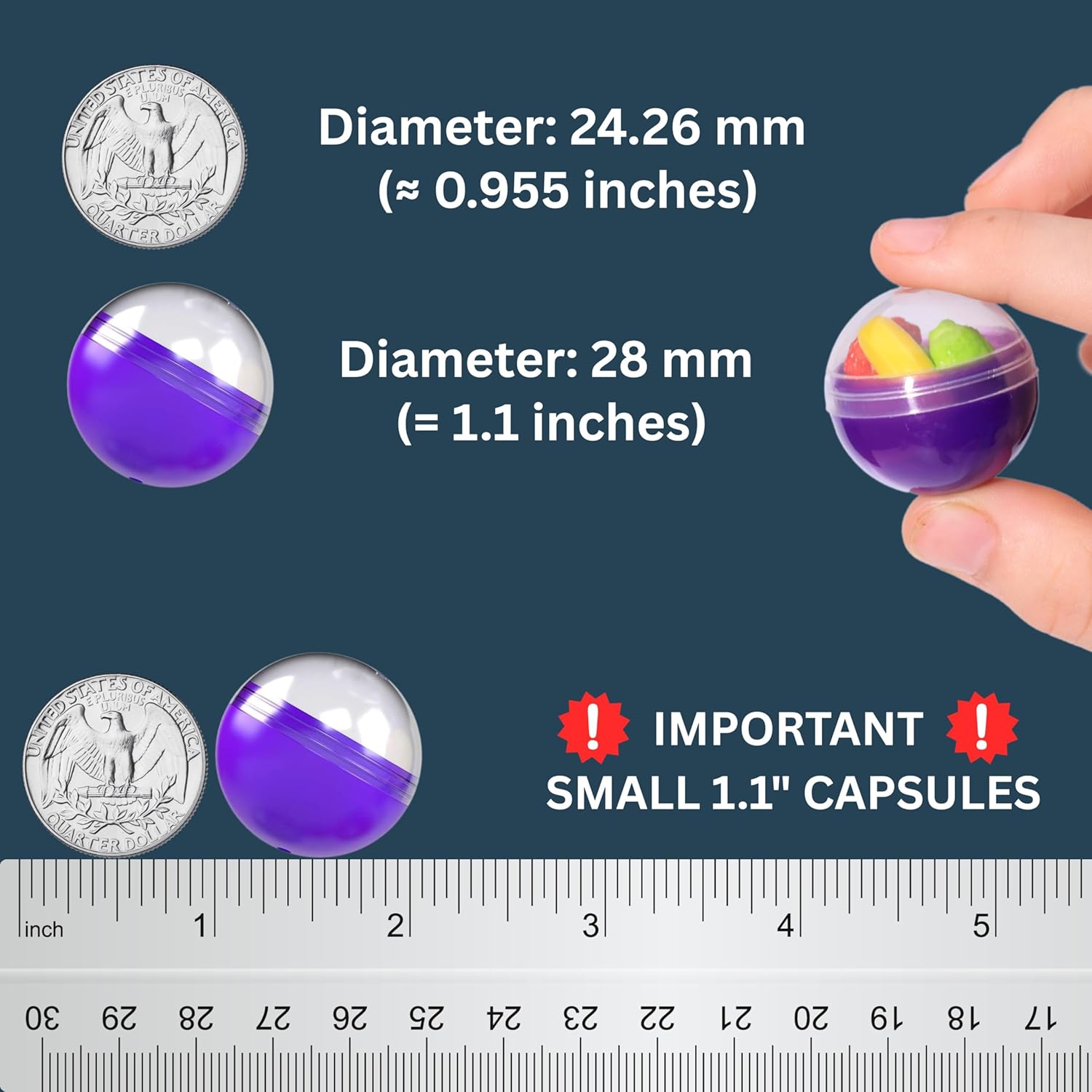 Capsule Vending Machine Translucent Round Capsules Empty 250 pcs 1.1 inch - Gumball Machine Capsules Bulk Party Favors Containers - Easter Basket Stuffers Gifts Pinata Stuffers DIY Craft Supplies