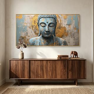 Buddha Wall Art Zen Canvas Painting Framed Modern Decor 20"x40"