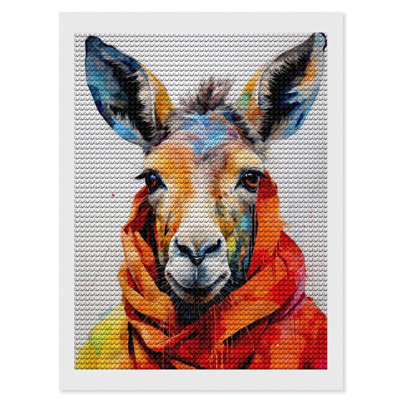 Junmoney Hipster Donkey Diamond Art Canvas 12"x16", for Adults, Good for Quiet Evenings, Bedroom Decor, Festive Craft Gift, Easy to Enjoy