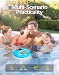 LuxBlue Floating Pool Thermometer Solar Powered | Large LCD Display- Easy to Read | IP68 Waterproof Digital Pool Thermometer with String | Ultra-Precise Pools Water Temperature Gauge for Hot Tub, Spa