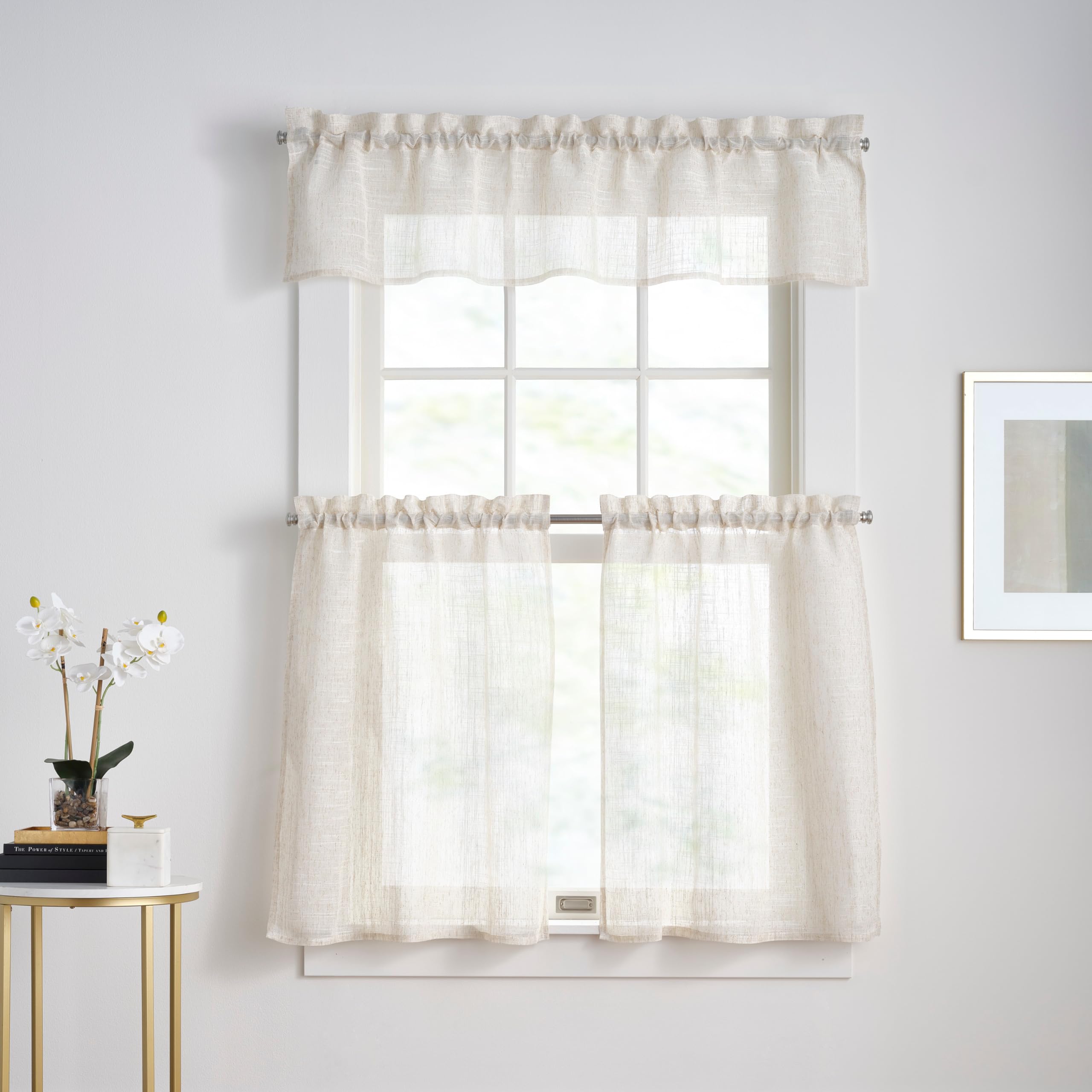 Amazon.com: DKNY Classic Linen Blend Kitchen Curtains Window 2 