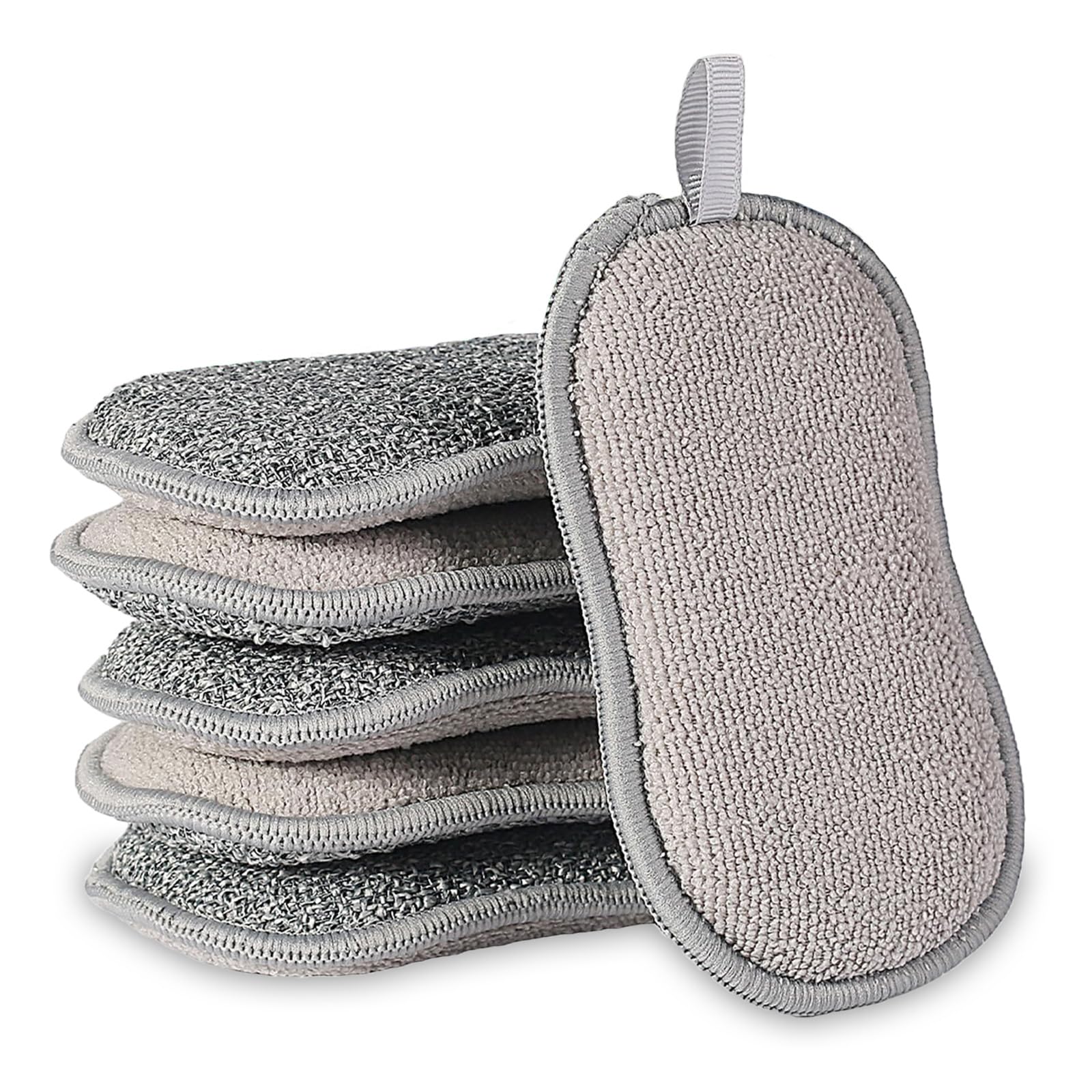 6 Pack Reusable Washing Up Sponge, Non-Scratch Dual-sided Scrub Sponges, Dishwashing Sponges for Kitchen, Long-Lasting Dish and Multi-surface Pads Cleaners