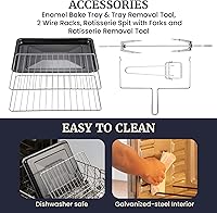 Vista 10 de Elite Gourmet ETO-4510M - Horno de convección con puerta francesa de 47.5 cuartos, 18 rebanadas, 4 botones de control, para hornear, asar, tostar