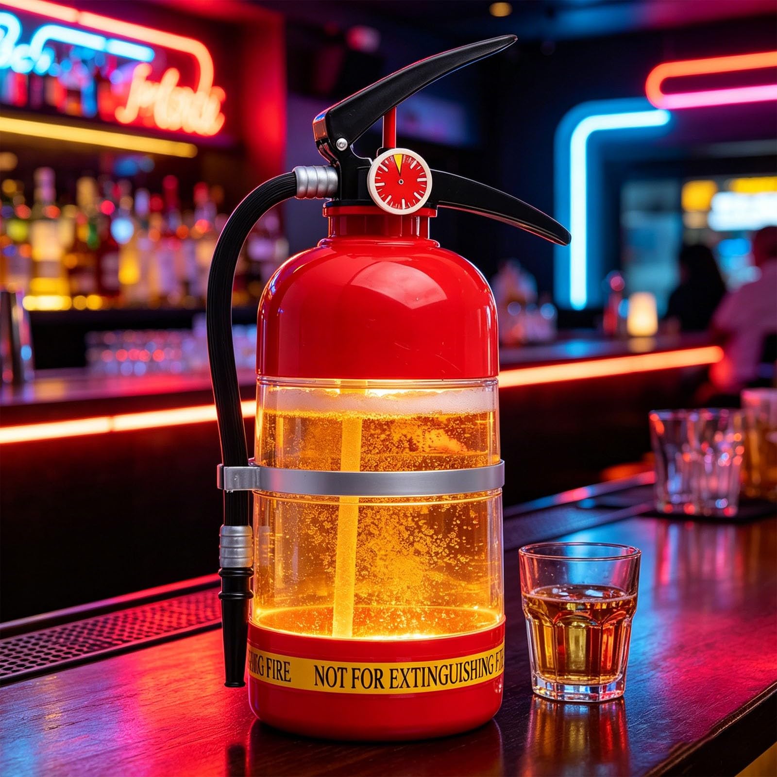 Pompa dozująca piwo, 1,5 l akrylowa gaśnica styl pompa alkoholowa do koktajli, ręczny stojak na drążki do domowej rozrywki i imprez