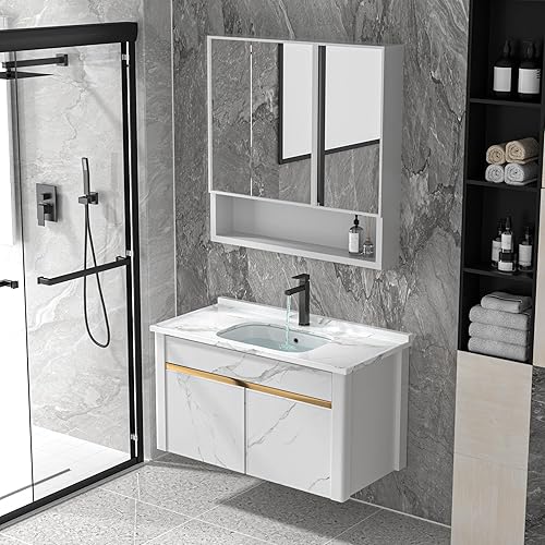 Miniatura 154 de Fregadero de baño de 19 x 15 pulgadas con grifo y desagüe desplegable – Porcelana negra mate rectangular sobre mostrador moderno lavabo de arte