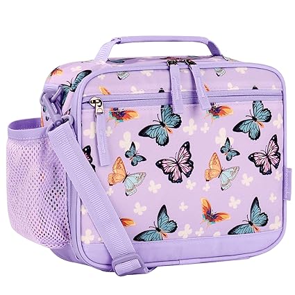 Choco Mocha Lunch Box Kids Lunch Box for Girls Lunch Boxes for School Kids Lunchbox Girls Butterfly Lunch Box for Kids Lunch Bag with Strap for Toddler Preschool Kindergarten Girls Insulated Purple